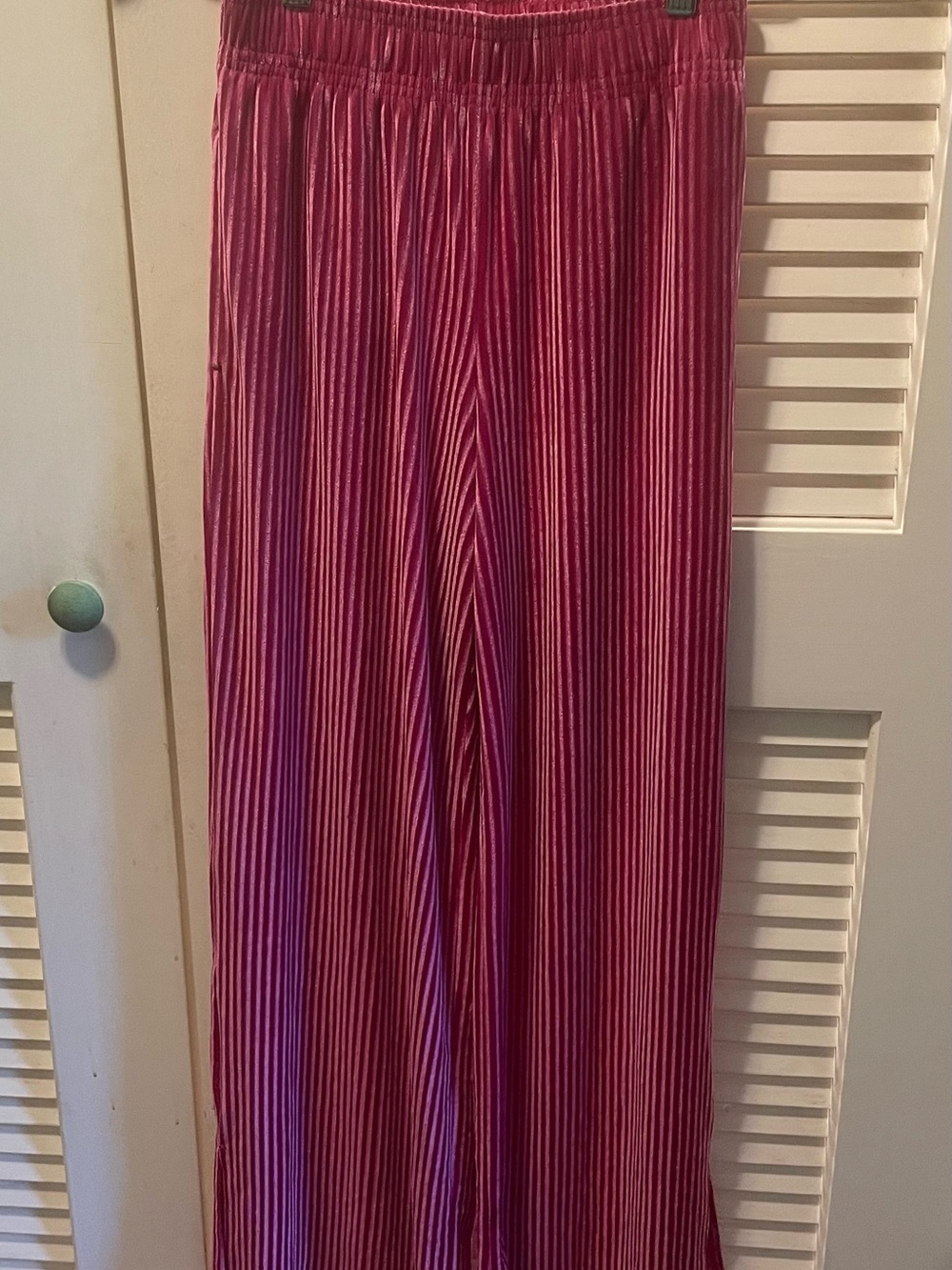 Colsie Hot Pink Pleated Velvet Pants